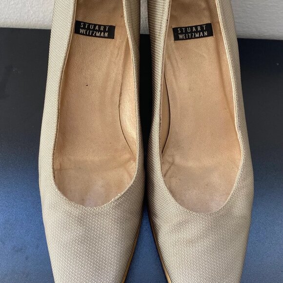 Vintage 1980s/90s Stuart Weitzman Textured Cream Heels - Picture 3 of 7